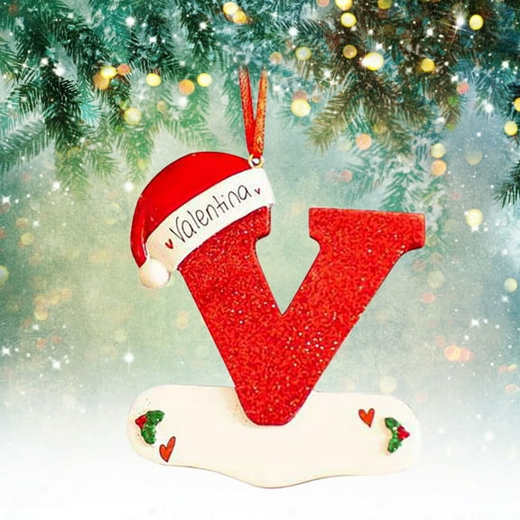 Christmas Decorations Clearance! Hanging Ornaments Christmas Little Red Hat Letter Pendant DIY Writable Name 26 Letter Pendant Gifts