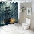 thumbnail image 7 of Orinice  Pirate Ship Shower Curtain Nautical Vintage Ghost Sailboat Sailing Fantasy Ocean Full Moon Cloudy Sky Adventure Gothic Boys Men Polyester Curtains Bathroom Decor with Hooks  60x72, 7 of 7