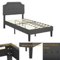 thumbnail image 6 of VECELO Twin Upholstered Platform Bed Frame with Height Adjustable, Tufted Button Headboard/Mattress Foundation, Strong Wood Slat Support, No Box Spring Needed, Dark Gray, 6 of 9