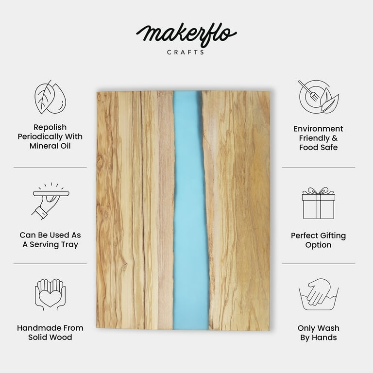 MakerFlo Crafts Cutting Board, Rubber Wood