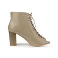 thumbnail image 3 of BLISSFUL STEP Women's Peep Toe Lace Up Block Heel Ankle Boots, 3 of 7