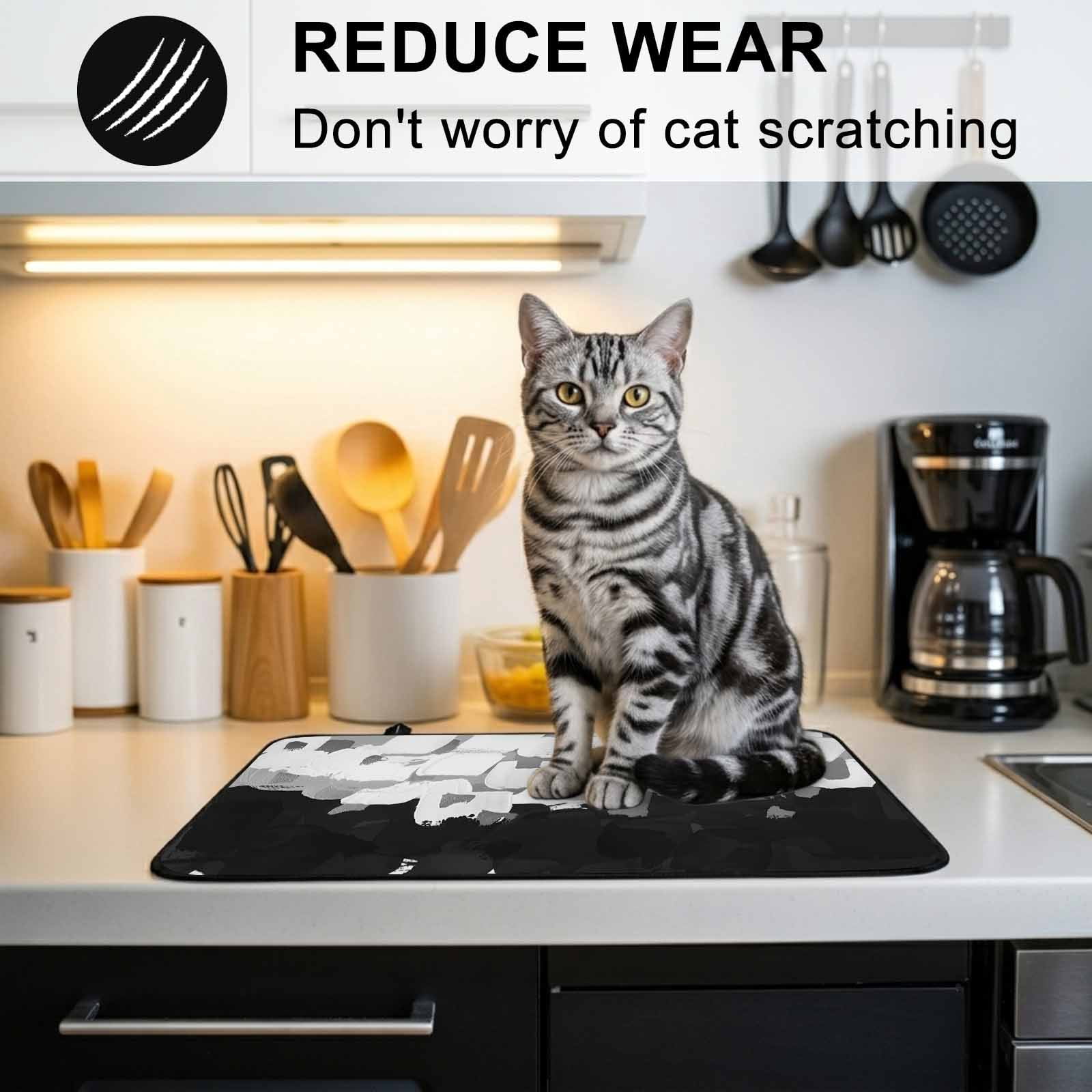 Black White Stove Top Cover for Electric Stove, Heat-proof & Non Slip Glass Top Stove Cover Protector, Abstract Graffiti Paint Country Retro Tribal Kitchen Flat Cooktop Rubber Mat 24x21 Inches