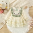 thumbnail image 3 of Sngxgn Girls Tulle Mesh Dress Ruffle Party Flower Shirred Tutu Dress(Beige,12), 3 of 3