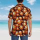 thumbnail image 4 of Fotbe Vintage Basketball Camisa Hawaiana para Hombre Unisex – Camisa Casual de Verano con Botones de Manga Corta de Algodón y Lino,Small, 4 of 7