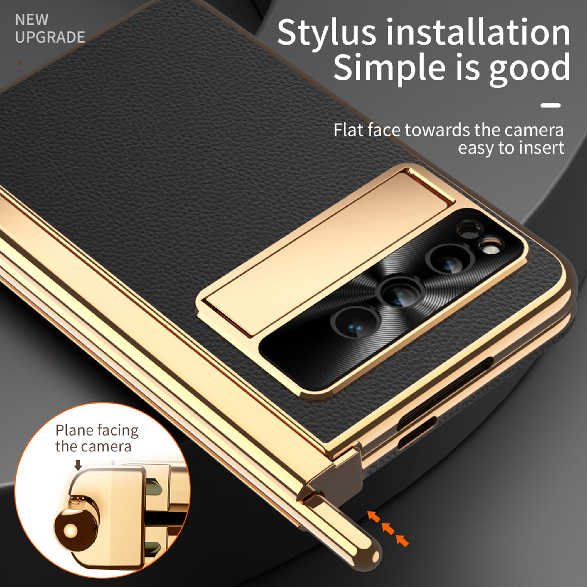 Dteck for Google Pixel Fold Case with Built-in Tempered Glass Screen Protector, Full Body Hinge Protection Shockproof Case with Pen Slot for Pixel Fold, Black