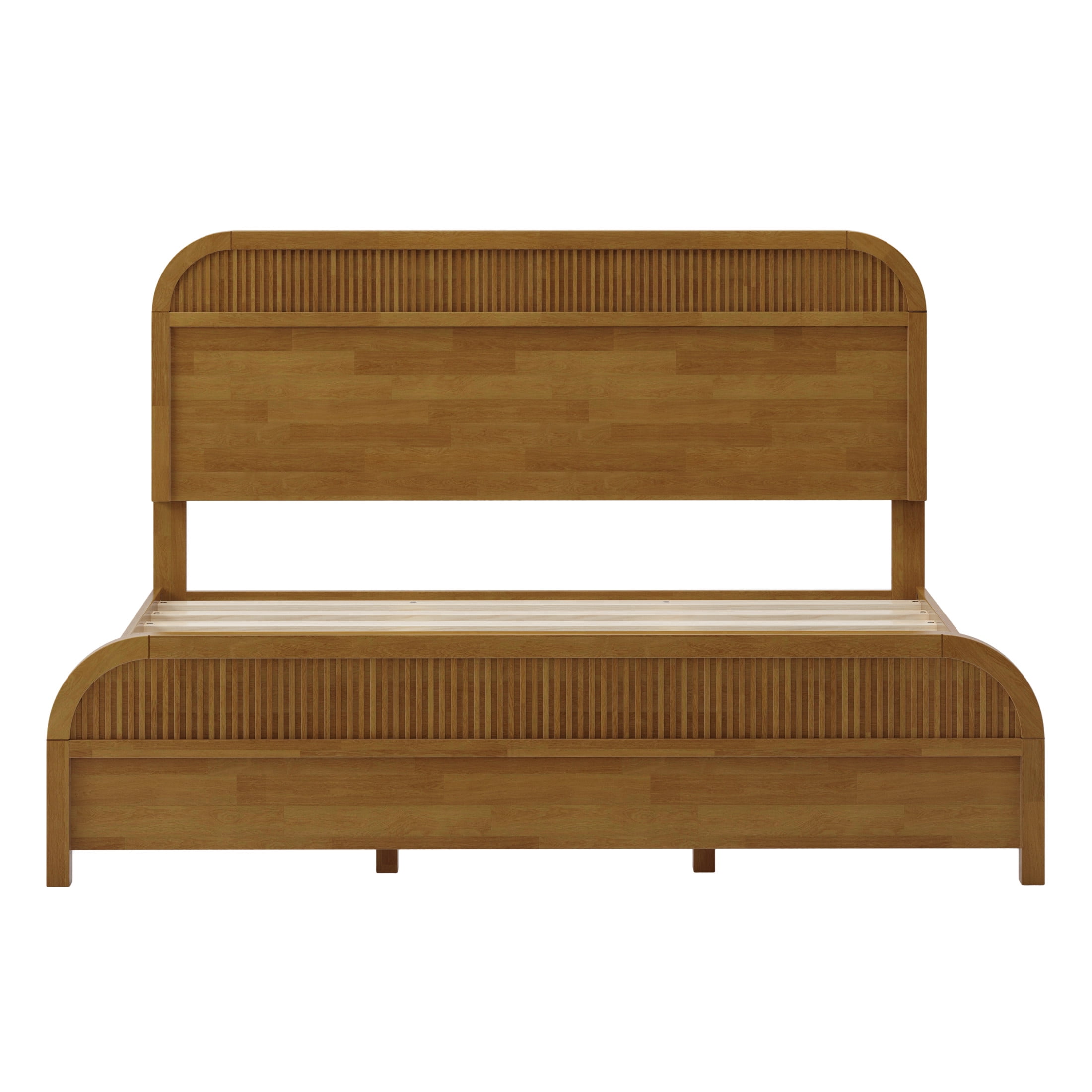 Christopher Knight Home Modern King Size Wooden Platform Bed Frame with Headboard, Blonde Oak Finish