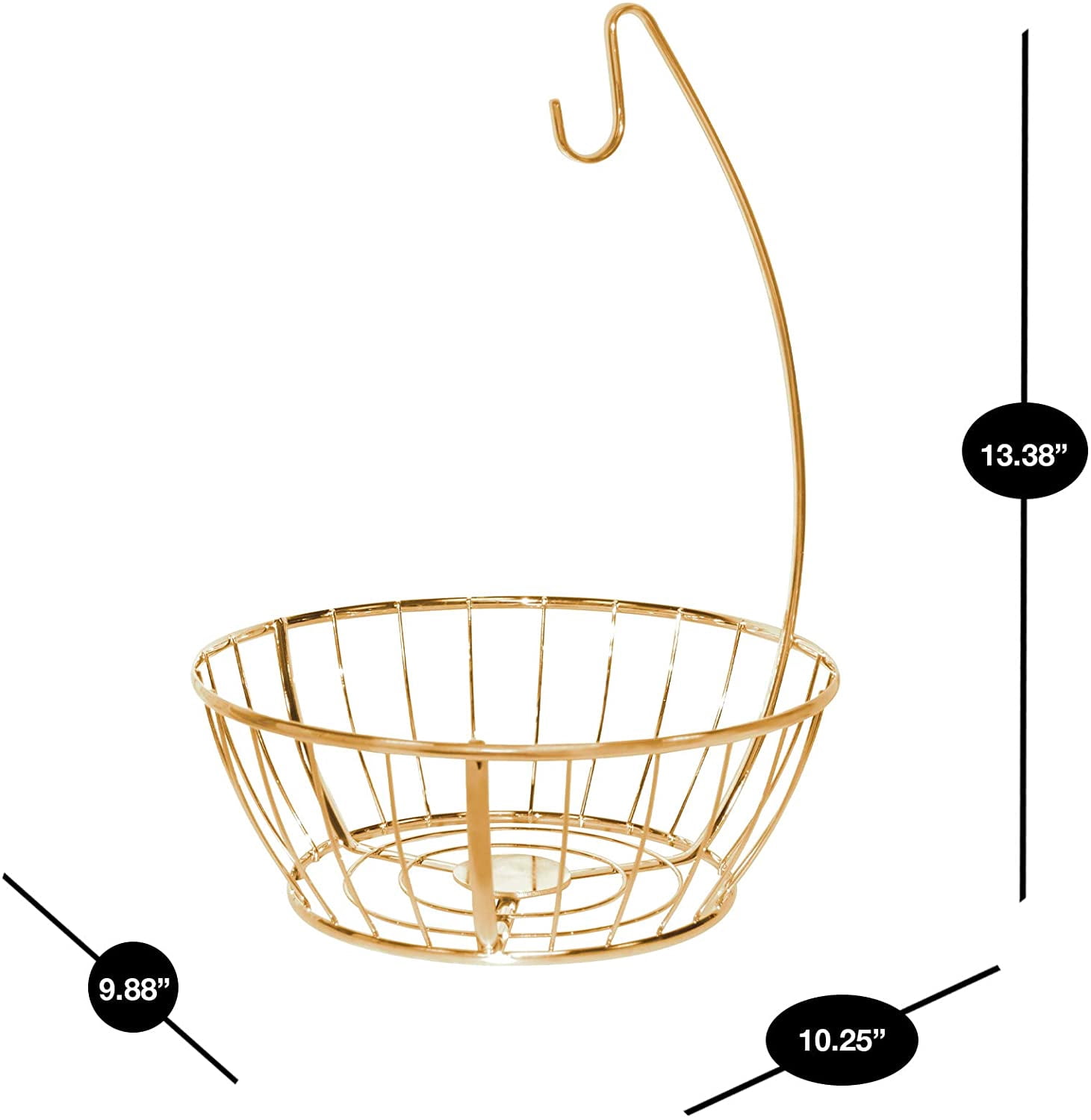 Smart Design Banana and Fruit Basket Bowl Hanger Holder Stand - Steel Metal Frame - Basket Holds 10 lbs. - Fruits, Vegetables, Food Storage and Display - Kitchen - 9.9 x 13.4 Inch - Rose Gold