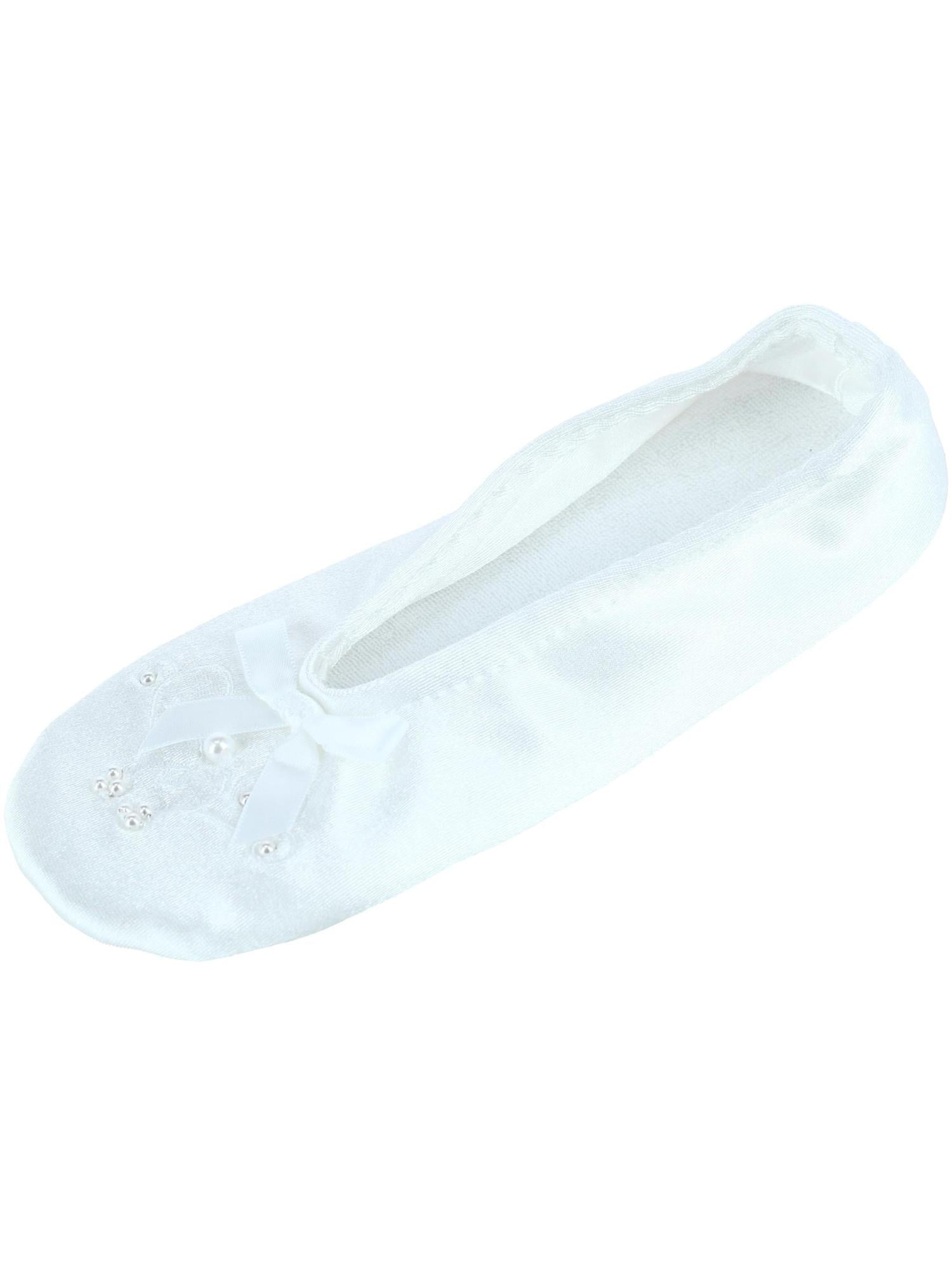 Ladies Isotoner Ballet Style Slippers IVORY BRIDE Pearl soft suede sole 