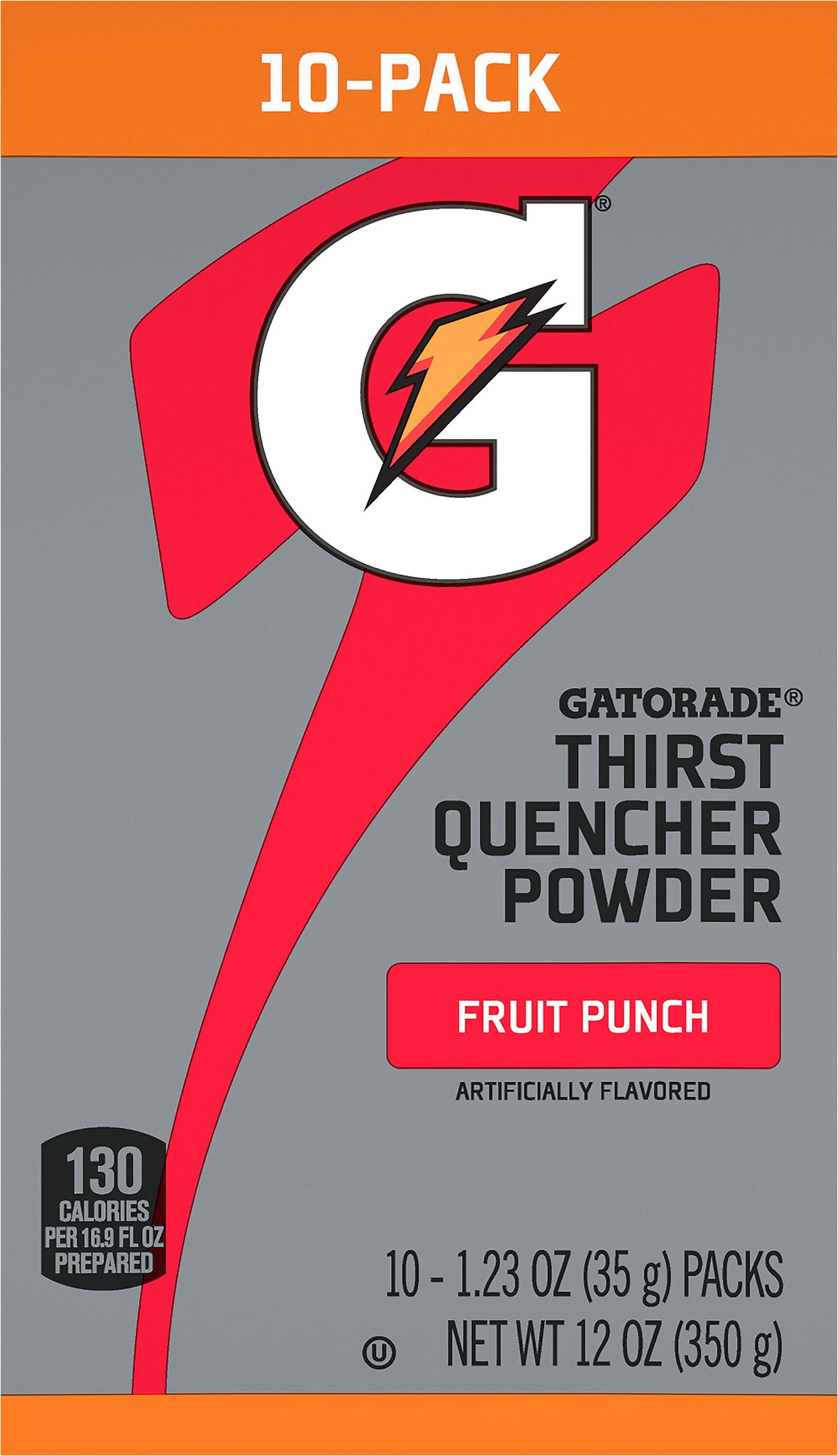 Gatorade Thirst Quencher Fruit Punch Sports Drink Mix Powder, 1.23oz, 10 Count Packets