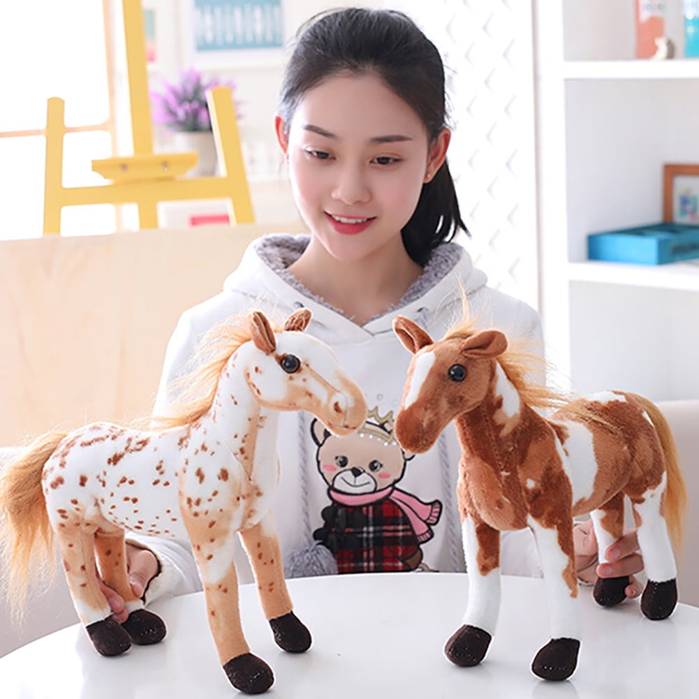 Homeofying 3D Simulation Horse Animal Plush Stuffed Doll Kids Toy Room Decor Photo Props Nordic Plush Soft Toy 1# 30cm 