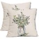 thumbnail image 1 of Green Eucalyptus Leaves Pillow Covers 18X18 Inch Spring Summer Farmhouse Couch Pillow Cases Watercolor Leaf Throw Pillows Set of 2 Home Decor for Livi, 1 of 4