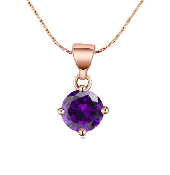 Genuine Amethyst Gold Plated Pendant For Women Charm 4 Carat Chakra Healing February Birthstone Necklace