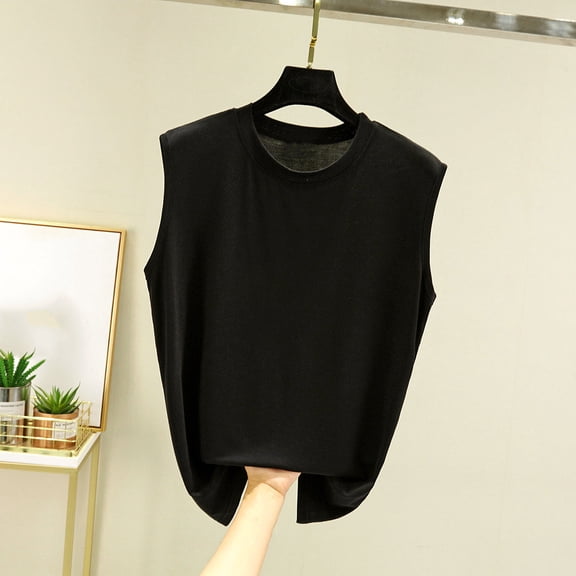Women's Modal Tank Tops Crewneck Sleeveless Cami Blouse Solid Color Comfy Soft Summer Casual Loungewear Everyday Tops