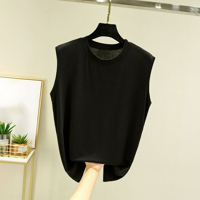 Xuyuer Breathable Summer Sleeveless Tank Top - Fashion Women's Round Neck Solid Comfort Fit Essential for Hot Weather Outdoor Activities, Travel-Friendly Layering