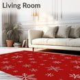 thumbnail image 2 of Flatwoven High Traffic Area Rug, Festive Snowflake Christmas with Dazzling Snowflakes, Non Slip, Stain Resistant, Washable Area Rugs for Living Room, Bedroom(Red, 6X9), 2 of 8