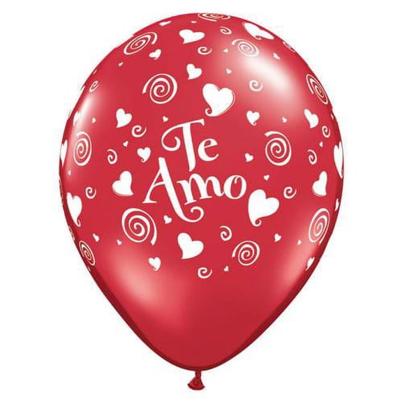 LOONBALLOON Hearts Balloons, 11″ TE AMO SWIRLING HEARTS (6 PK)