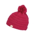 thumbnail image 2 of Gravity Threads  Kids Warm Cable Knit Thick Soft Beanie w/ Pom - Hot Pink, 2 of 2