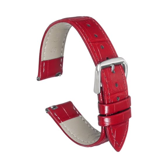Uxcell Quick Release Leather Watch Band 19mm Embossed Pattern Leather Watch Strap Replacement for Men Women, Red
