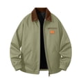 thumbnail image 2 of Atkumj Mens Zip Up Jacket with Pockets and Chest Zip Pockets Fashion Color Spliced Lapel Jackets for Men Loose Solid Color Long Sleeve Casual Outerwear L, 2 of 7