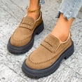 thumbnail image 5 of Fall Winter Women Chunky Platform Loafers, Faux Suede Buckle Slip‑On Shoes, Lug Sole Casual Shoes, 5 of 8