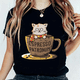 thumbnail image 2 of Camiseta informal de manga corta para mujer, ropa de verano con estampado divertido, patrón versátil, estilo dulce, a la moda, 2 of 5