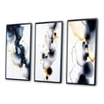 thumbnail image 3 of Designart "Dreamy Childhood Liquid Blue Ink and Gold Abstract III" Abstract Painting Framed Wall Art Set Of 3 - Blue Modern Frame Gallery Wall Set For Home Decor, 3 of 6