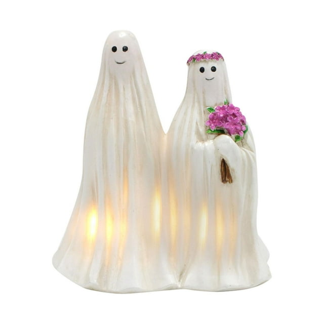 Estatua de novio y novia fantasma blanca Zulema Decoración de patio 13x12x8cm