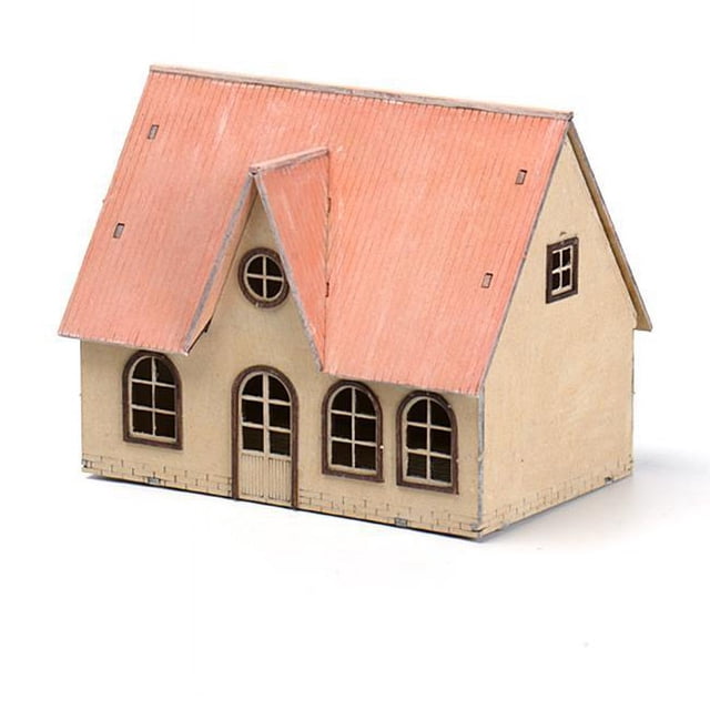 Escena de construcción de casa de pueblo hecha a mano para niños, modelo de ensamblaje de madera, decoración, regalo DIY, educativo, 1:72