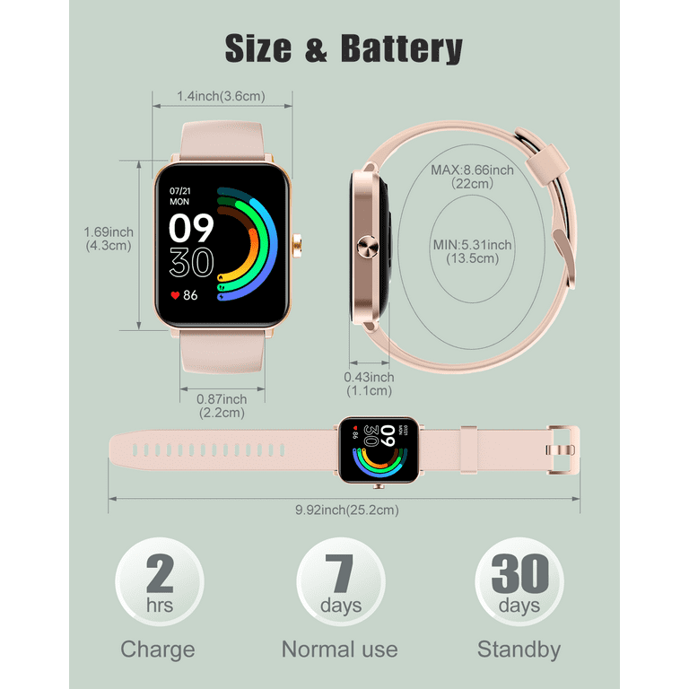 YAMAY G50 Smart Watch for Men Women Compatible iPhone Android Phones Watches with Personalized Watch Faces IP68 Waterproof Pink