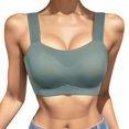 thumbnail image 1 of Gibobby Sujetador deportivo para mujer, cómodo, Sexy, sin rastro, sin anillo de, copa fija, antiflacidez Brasier deportivo para mujer(Verde,M), 1 of 4