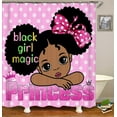 thumbnail image 6 of 4PCS African American Shower Curtain Set, Pink Unicorn Rainbow Stars Afro Black Girl Magic Cute Melanin Princess Girly Bathroom Decor, Waterproof Fabric Shower Curtain, Non-slip Bath Mat, 6 of 7