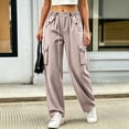 thumbnail image 3 of Guluxicc Womens Cargo Pants with Multi Pocket Quick Dry Elastic Waist Drawstring Straight Leg Trousers for Summer Casual Outfits, 3 of 4