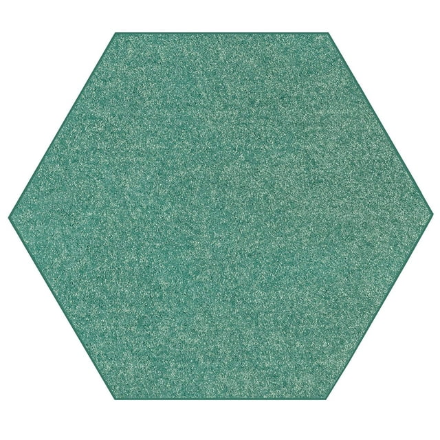 Ambiant Broadway Collection Solid Color Area Rugs Teal - 12' Hexagon