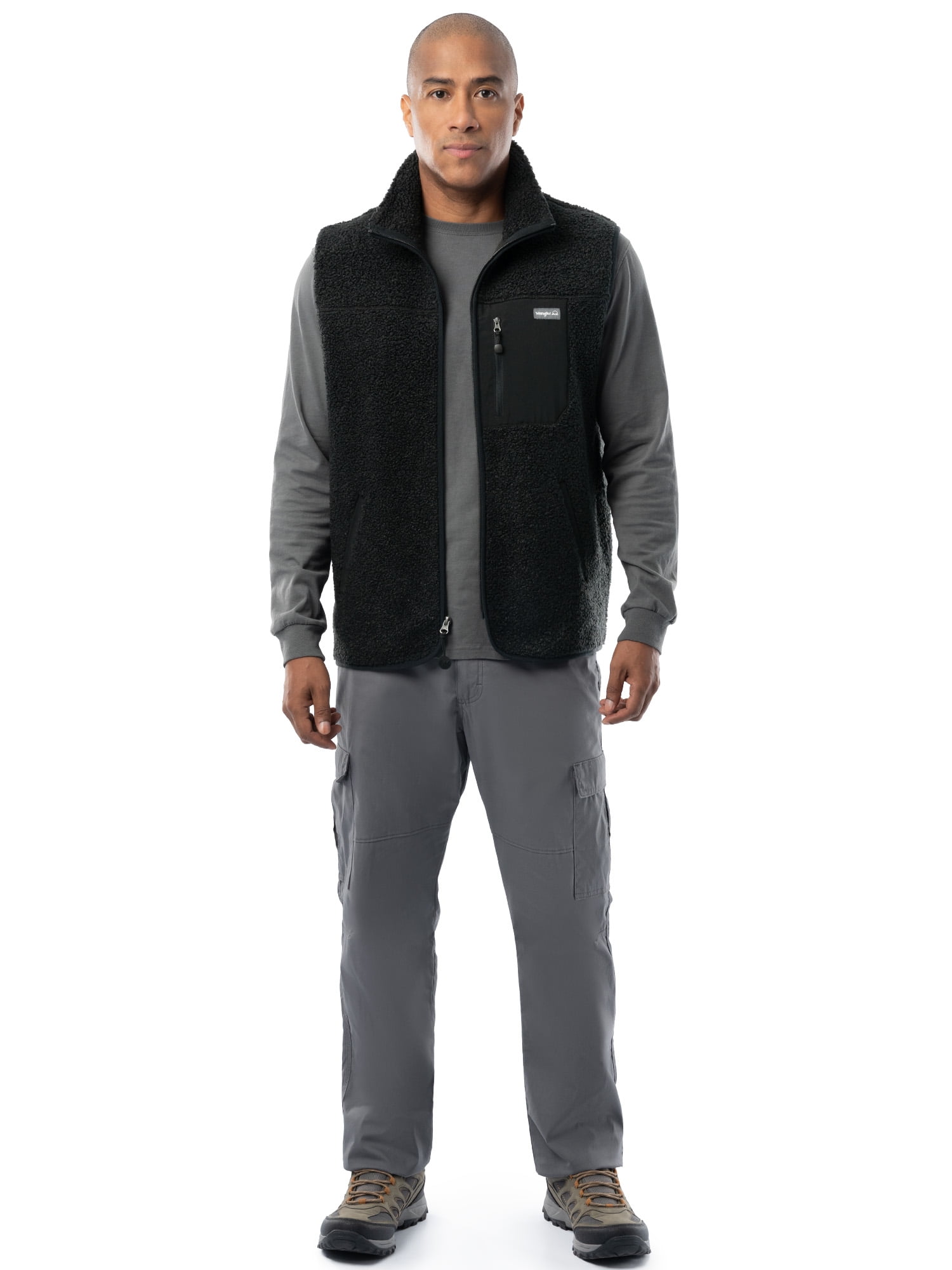 Wrangler Outdoor Men's & Big Men's Full Zip Burly Utility Hiking Sweater Vest, Size S-2XL