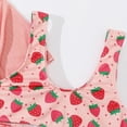 thumbnail image 6 of GYRATEDREAM Girls 3 Piece Bikini Swimsuit Set Kids Cute Strawberry Print Bathing Suit with Quick Dry Kimono Coverup Pink for 7-12Y, 6 of 8