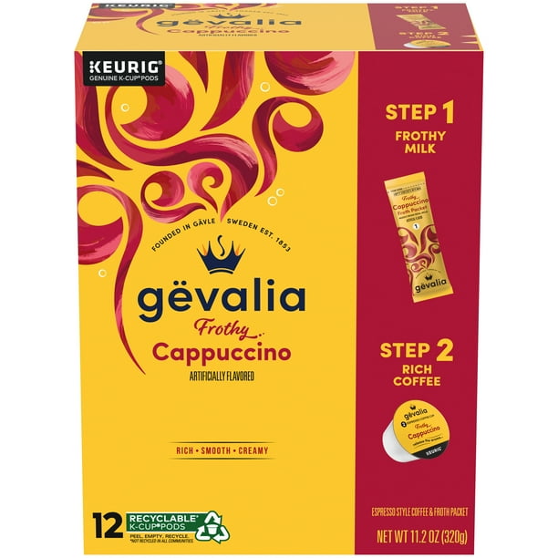 Gevalia Cappuccino K Cup Espresso Coffee Pods & Cappuccino Froth