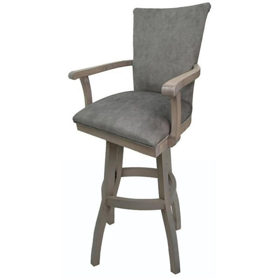 Tobias Designs 34" Swivel Solid Wood Extra Tall Bar Stool in Trendy Pewter