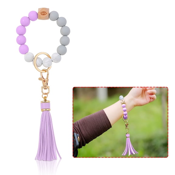 YYKihy Wristlet Keychain Bracelet Beaded Silicon, Key Ring Bead Bangle For Women Girl