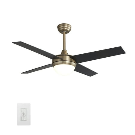 

52 Black and Gold Indoor Ceiling Fan with Smart Wall Control Light Kit