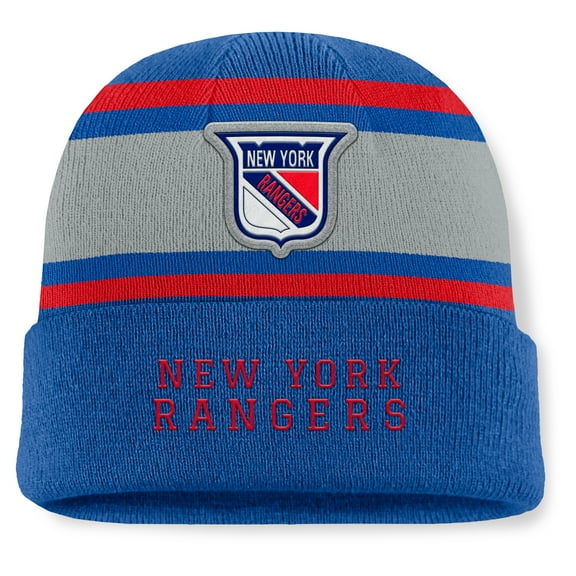 Men's Fanatics Blue New York Rangers Heritage Varsity Cuffed Knit Hat