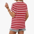 thumbnail image 6 of YanHoo Short Sleeve Summer Tops for Women Casual Cap Sleeve Tshirts Striped Printed Business Dressy Spring Shirts Crew Neck Work Blouse Red,L, 6 of 6