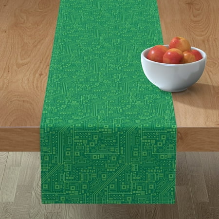 

Cotton Sateen Table Runner 108 - Robot Circuit Board Green Computer Electric Geek Nerd Chic Print Custom Table Linens by Spoonflower