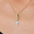 thumbnail image 3 of Gem Stone King 14K Yellow Gold White Created Sapphire and Lab Grown Diamond Pendant Necklace for Women | 1.03 Cttw | Gemstone September Birthstone | Pear Shape 7X5MM | With 18 inch Chain, 3 of 6