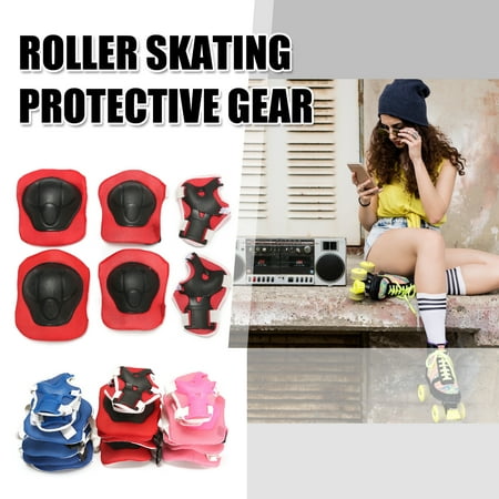 6 Pieces Kid Adult Unisex Bike Scooter Roller Skating Skateboard Knee Elbow Wrist Pads Kid Birthday