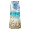 thumbnail image 5 of Summer Beach Hawaiian Ocean Palm Tree Marine Sea Waves Women's Casual Wide Leg Pants Comfort Pockets Elastic Waist Loose Fit Pants, 5 of 7