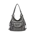 thumbnail image 2 of Vintage Faux Leather Handbag Large Capacity Shoulder Bag With Top Handle And Adjustable Strap Convertible Crossbody Satchel For Work Travel Daily Use Stylish Textured Purse Black Brown Gray, 2 of 8