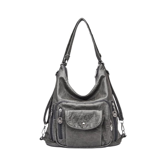Tanyzvel Multi Zipper PU Leather Hobo Purse Adjustable Dual Wear Shoulder Crossbody Bag Vintage Mom Everyday Handbag