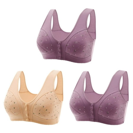 Black of Friday Deals!Clearance Staron 3PC Women s Bras No Underwire Front Closure Bras Stretch Comfortable Bras Wireless Comfort Bra Wirefree Bras