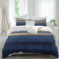 thumbnail image 2 of Blue Gold Wave Bedding 3 Piece Duvet Cover Set Twin Size, Summer Coastal Ocean Stripe Soft Microfiber Comforter Cover with Zipper Closure & Pillowcases, Wrinkle & FadeResistant Quilt Cover, 2 of 9