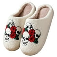thumbnail image 2 of Pantuflas rosa esquelética felpa Halloween suaves para hombres y mujeres 40-41, 2 of 9
